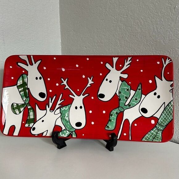 BIA 14x7 Christmas reindeer serving plate rectangular plate - Picture 1 of 5